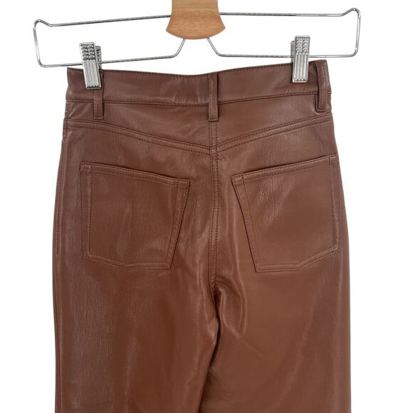Aritzia Wilfred The Melina Pants Cropped Vegan Leather Cognac Brown Size 00 - Picture 9 of 13